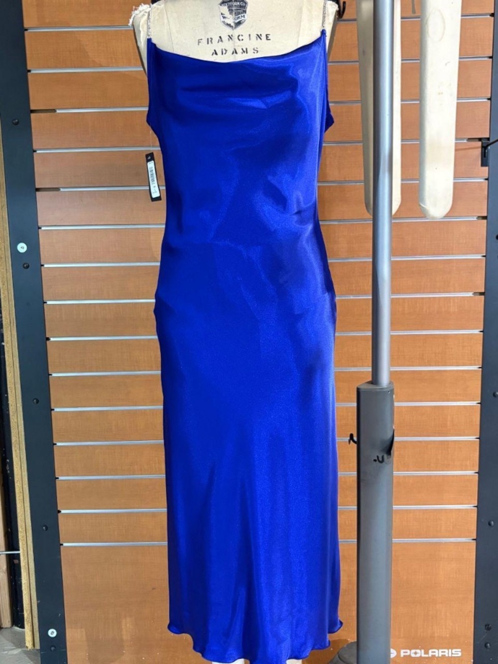 tash and Sophie midi velvet blue dress with rhinestone straps size L